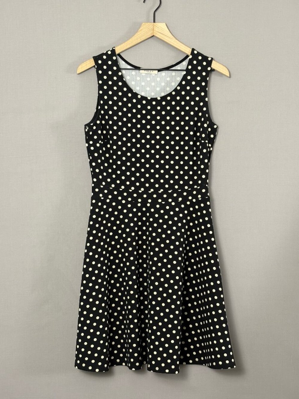 Retro Pinup Polka Dot Fit & Flare Dress Black Ivory Made in USA M